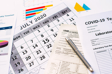 Fototapeta premium Covid19 disease extends the tax payment period until July 15, 2020 in america.