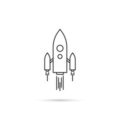 Obraz na płótnie Canvas Vector icon of flying spaceship. Rocket ship logo taking off on a white background.