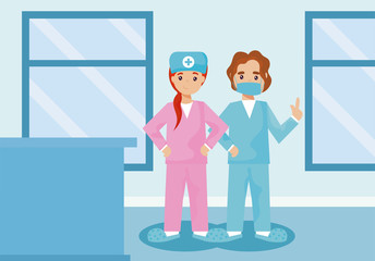 card with man and woman nurses