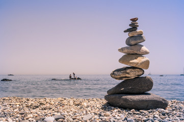 balanced rocks on the beach