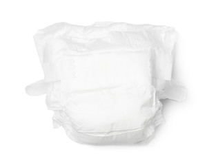 Baby diaper isolated on white, top view