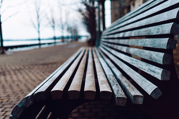 park bench urban wooden