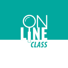 Online Class Inverted Logo Lettering with Magnifying Glass Sign Inserted Creative Concept as Template for Online Business - White on Turquoise Background - Contrst Graphic Design