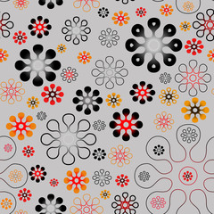 Red black flower, for pattern seamless, material, paper, wallpaper, textil, gray background