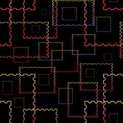 Abstract squares red yellow, strips, for pattern seamless, material, clothes, paper, wallpaper, textil, black background