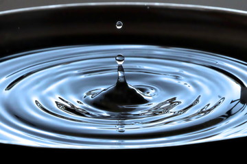 a drop of water hitting the surface of water