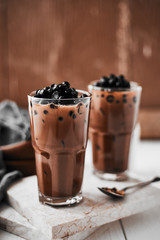 Milk Bubble Tea with Tapioca Pearls. .
