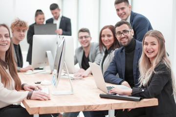 young business people work in a modern office