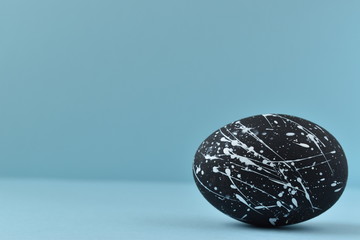 Easter egg. Painted egg in black and white