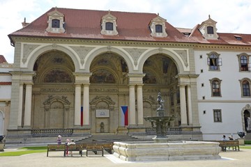 Prague Senate. Wallenstein Palace stands near the Vltava River in the northern part of the Lesser Country. 