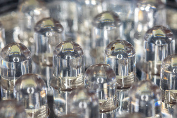 Close up of multiple LED lights in flashlight