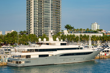 Fototapeta na wymiar Yacht Constance in Miami Beach Marina built in 2006