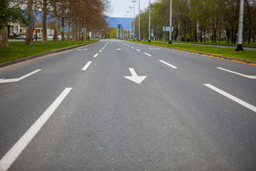 Zagreb, Croatia &ndash; March 2020. Empty city streets during the Covid-19 pandenime virus, the corona virus