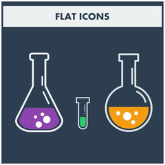 set of laboratory flasks