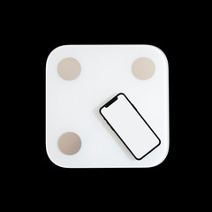Smart weight scale and a smartphone with a neutral screen to add a mobile application.