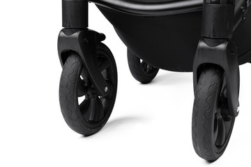 Black baby carriage isolated on a white background