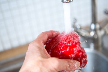 Coronavirus - Epidemic Outbreak. Cleaning food from supermarket. 