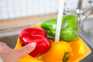 Coronavirus - Epidemic Outbreak. Cleaning food from supermarket. 