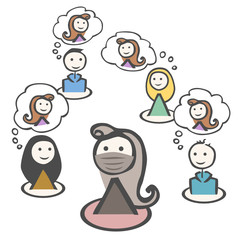 5 people_woman isolated_hygienic mask_think_cloud_quadratic_by jziprian
