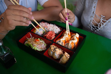 sushi box (oriental food) rice