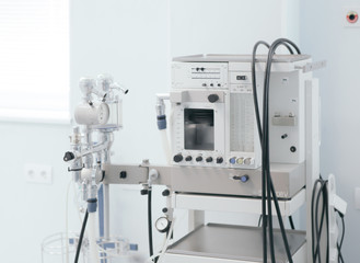Image of medical ventilator. Hospital respiratory ventilation. Patient life saving machine. Intensive care unit ventilator