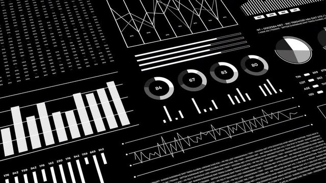 Statistics, financial market data, analysis and reports. 4K Transparency alpha channel.