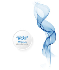 Abstract smooth color wave vector. Curve flow blue motion illustration. Smoke design.