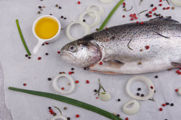 Trout, olive oil  and onions.