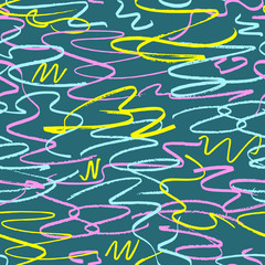 Seamless pattern vector stroke markers. Abstract colorful spot on a dark background. Hand drawn random lines with paper texture