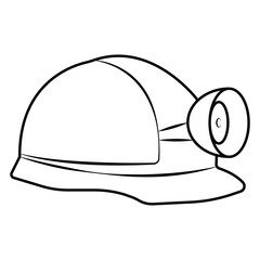 Miners helmet with lamp flat icon