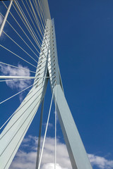 The top of the erasmus bridge at a sunny day in Rotterdam