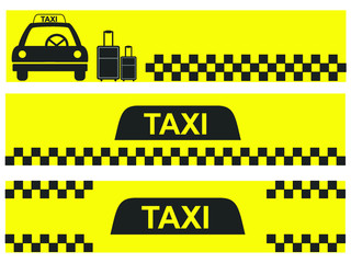 Taxi, checkered taxi, car, passenger, transportation, trip. Flat design, vector illustration, vector.