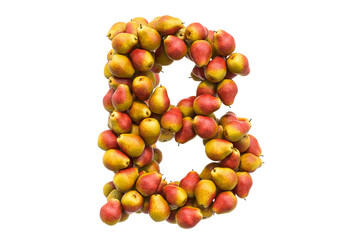 Letter B from pears, 3D rendering