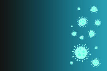  Coronavirus emblem-logo, Coronavirus and Covid-19 on blue dark ground. writing area. Vector drawing. Coronavirus cells logo vector icon illustration