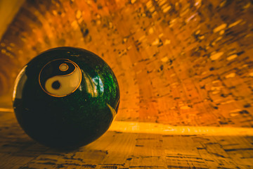 Close-up of a Chinese yin yang balls,  harmony of the world and the universe, Qigong balls with yin yang symbol
