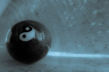 Close-up of a Chinese yin yang balls,  harmony of the world and the universe, Qigong balls with yin yang symbol