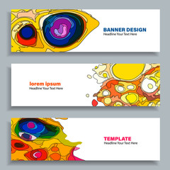 Obraz premium Set of three vector abstract baners. Trendy modern flat material design style.Text placeholder.color combination