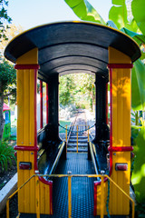 Children's train at Riviera amusement park, Sochi. Rest, tropics, vacation, activation.
