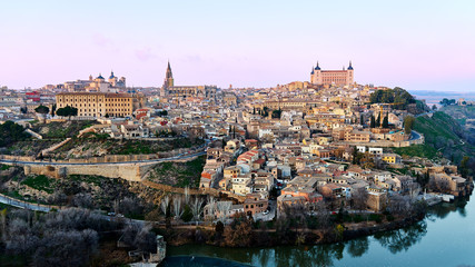 Fototapeta na wymiar Panoramic view of Toledo at dusk