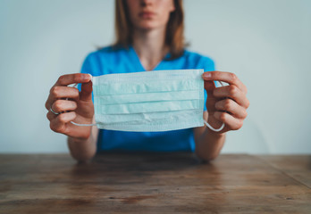 Background Stay at Home for Coronavirus Prevention or Covid-19 Concept, Closeup photo of woman...