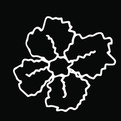 Vector illustration.Close-up hand-drawn plant, abstract flower on isolated black background.