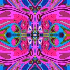 Multicolored psychedelic background. Symmetric kaleidoscope ornament. multicolor illustration in cartoon style