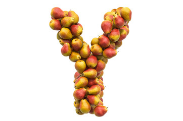 Letter Y from pears, 3D rendering