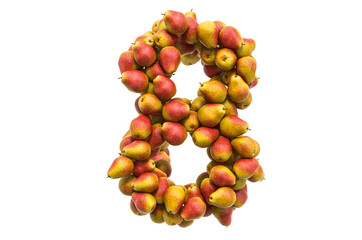 Number 8 from pears, 3D rendering