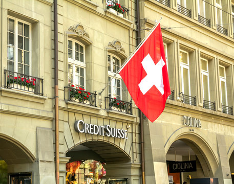 Bern, SWITZERLAND - July 2, 2019: CREDIT SUISSE is one of leading global financial services company.