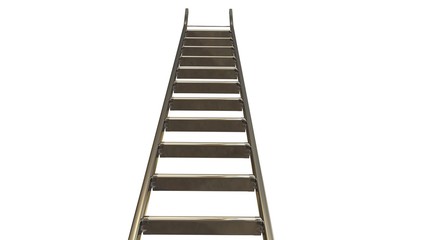 3d rendering, 3d illustration. Metal stepladder on a white background.