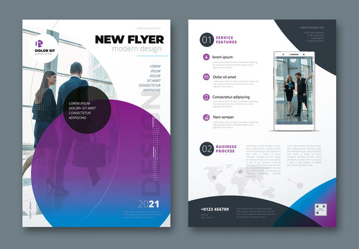 Flyer Layout with Layered Abstract Shapes