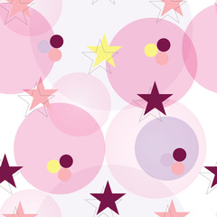seamless pattern with stars in pink, purple and yellow colors vector