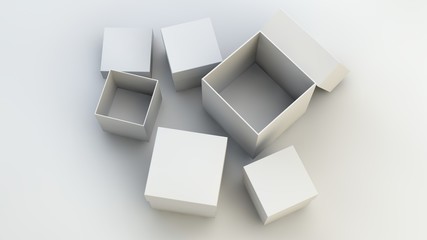 3d rendering, 3d illustration. Boxes on a white background.