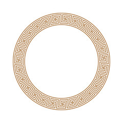 Greek key round frame. Greek border. Vector